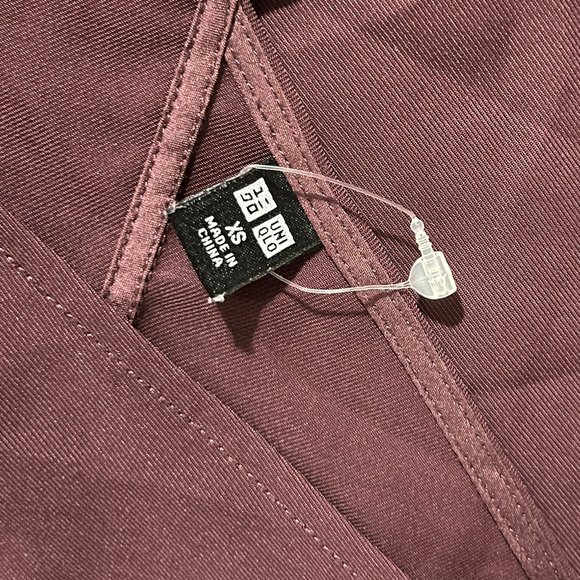 UNIQLO SHORT DOLMAN SLEEVE V NECK CRISS CROSS BACK TOP WOMEN BURGUNDY SIZE XS - Picture 5 of 10